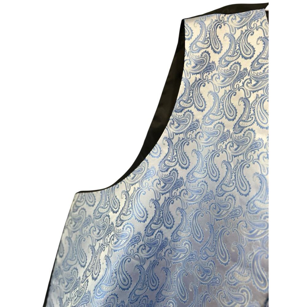 Brand Q Suit Vest Wedding Formal Men's 5XL Blue Paisley Tuxedo Groomsmen Party - Picture 4 of 8